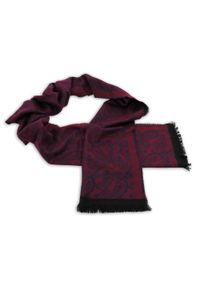 Adam Collection - Bordowo-granatowy szal męski - paisley A3. Kolor: wielokolorowy, czerwony, niebieski. Materiał: wiskoza, poliester. Wzór: paisley #1