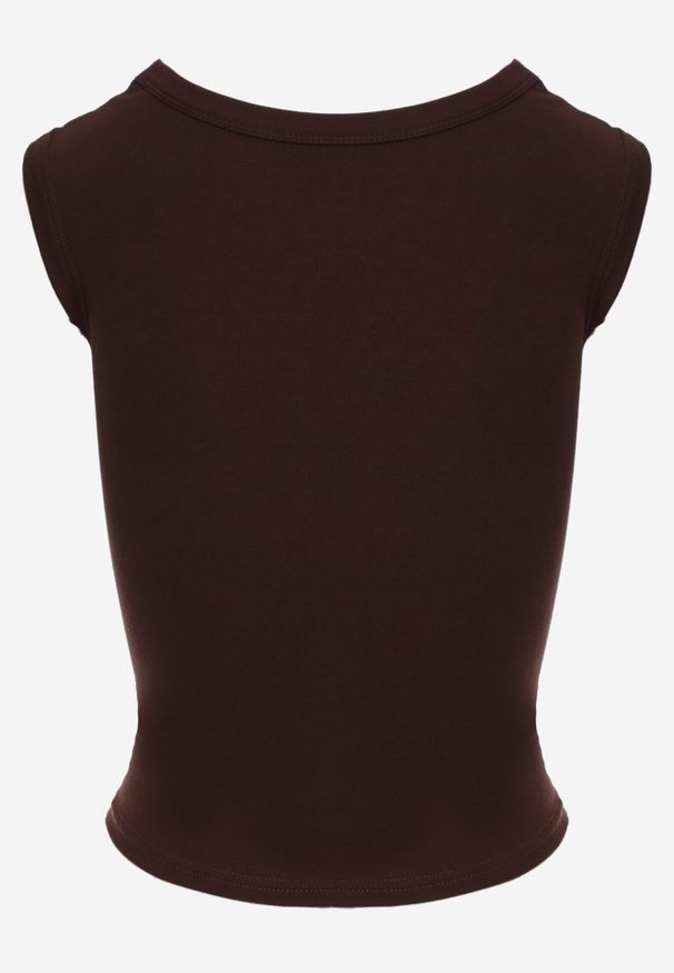 Born2be - Brązowy Dopasowany Top Bez Rękawów z Wiskozy z Kwadratowym Dekoltem Madu. Okazja: na spacer. Typ kołnierza: dekolt kwadratowy. Kolor: brązowy. Materiał: wiskoza. Długość rękawa: bez rękawów. Sezon: lato. Styl: elegancki, klasyczny