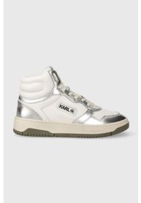 Karl Lagerfeld sneakersy skórzane KREW KC kolor srebrny KL63050. Nosek buta: okrągły. Kolor: srebrny. Materiał: skóra. Szerokość cholewki: normalna #1