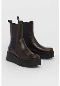 vagabond - Vagabond Sztyblety skórzane Tara damskie kolor brązowy na platformie. Nosek buta: okrągły. Kolor: brązowy. Materiał: skóra. Obcas: na platformie #3