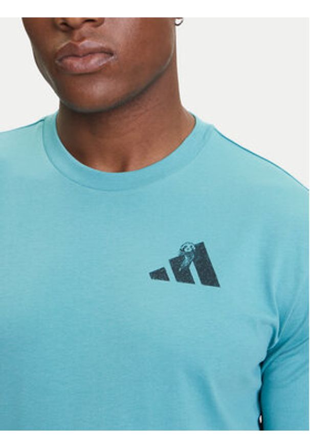 Adidas - adidas T-Shirt Yay Sports Verbiage Graphic JY1830 Turkusowy Regular Fit. Kolor: turkusowy. Materiał: bawełna