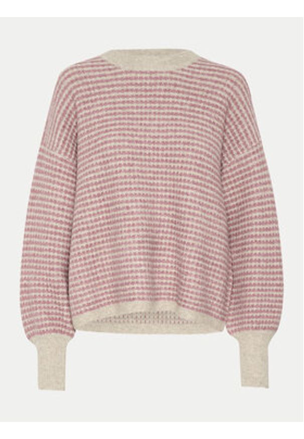 Kaffe Sweter Ellery 10509032 Różowy Loose Fit. Kolor: różowy. Materiał: syntetyk