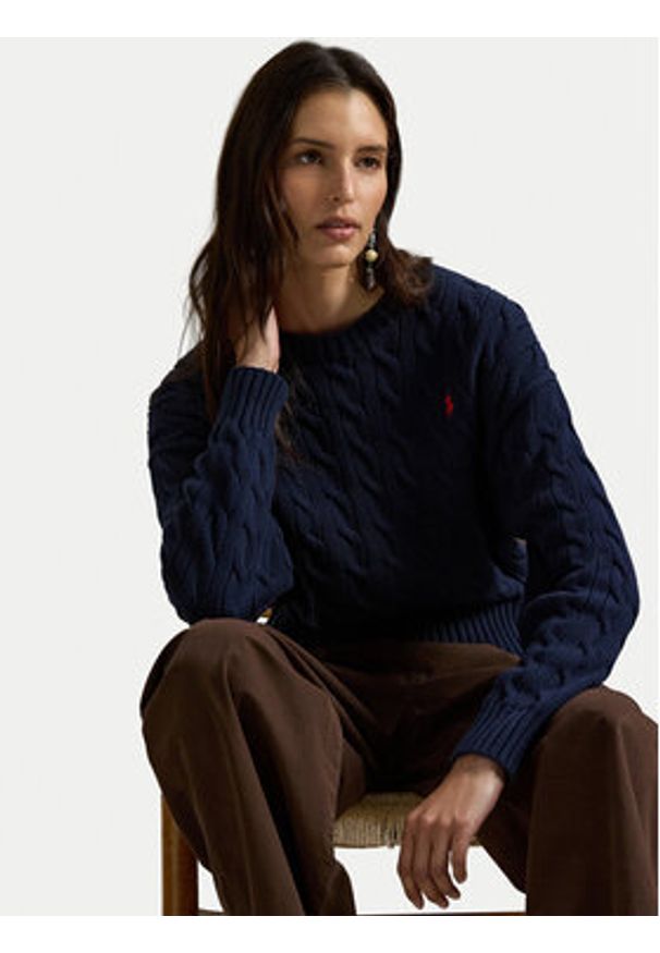 Polo Ralph Lauren Sweter 211A96245001 Granatowy Relaxed Fit. Typ kołnierza: polo. Kolor: niebieski. Materiał: bawełna