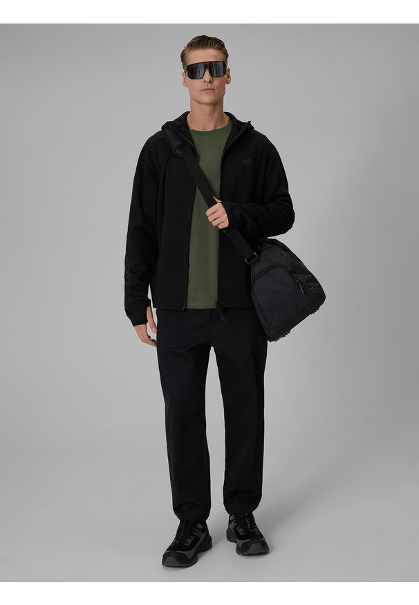 4f - 4F T-shirt regular z nadrukiem męski - khaki 3XL. Okazja: na co dzień. Kolor: oliwkowy, brązowy, wielokolorowy. Materiał: bawełna, materiał. Wzór: nadruk. Styl: casual