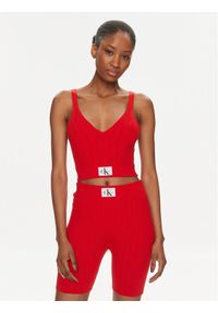 Calvin Klein Jeans Top Label J20J223152 Czerwony Slim Fit. Kolor: czerwony. Materiał: lyocell #1
