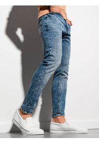 Ombre Clothing - Spodnie męskie jeansowe z marmurkowym efektem SLIM FIT P1022 - niebieskie - XXL. Kolor: niebieski. Materiał: jeans #4