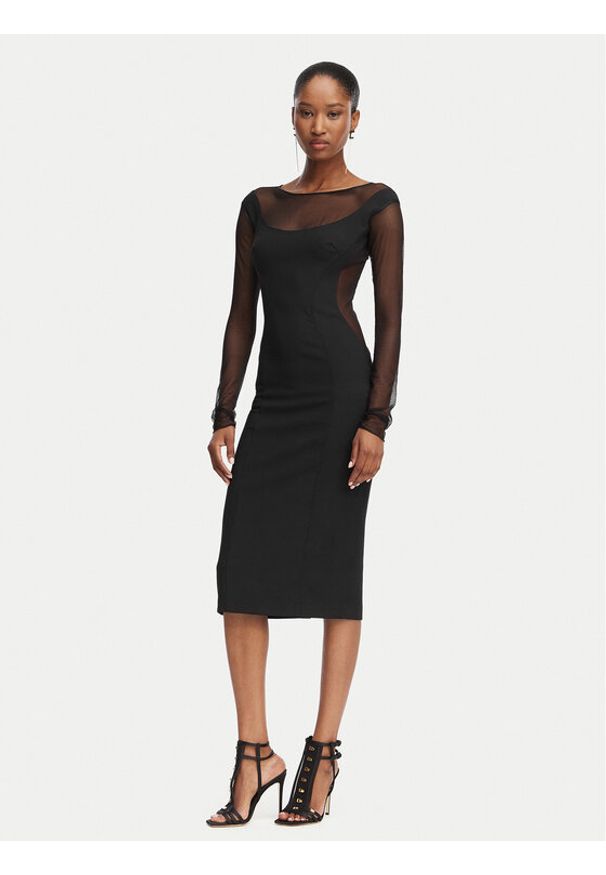 Elisabetta Franchi Sukienka koktajlowa AB-898-62E2 Czarny Slim Fit. Kolor: czarny. Materiał: syntetyk. Styl: wizytowy