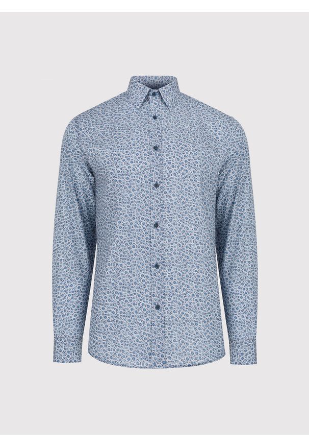 Pako Lorente - PAKO LORENTE - Niebieska koszula męska w kwiaty. Kolor: niebieski. Materiał: lyocell. Długość rękawa: długi rękaw. Długość: długie. Wzór: kwiaty