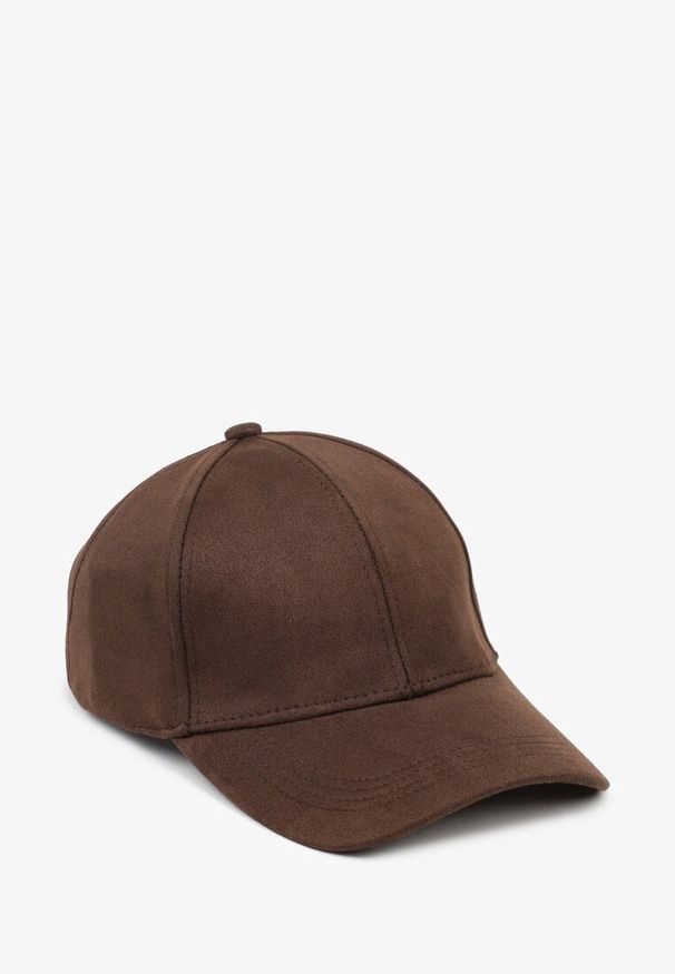 Born2be - Brązowa Klasyczna Czapka z Daszkiem Tusira. Kolor: brązowy. Materiał: jeans. Styl: klasyczny