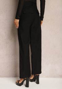 Renee - Czarne Szerokie Spodnie z Wsuwanymi Kieszeniami i Ozdobnymi Klapami Asseldea. Stan: podwyższony. Kolor: czarny #5