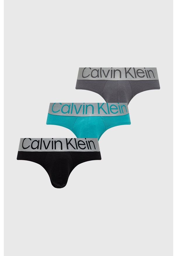 Calvin Klein Underwear slipy (3-pack) męskie kolor czarny. Kolor: srebrny. Materiał: materiał, włókno