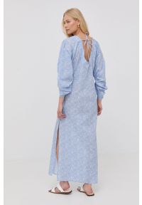 Birgitte Herskind sukienka bawełniana maxi prosta. Kolor: niebieski. Materiał: bawełna. Typ sukienki: proste. Długość: maxi #2