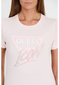 Guess - GUESS Różowy T-shirt Icon Tee. Kolor: różowy #5