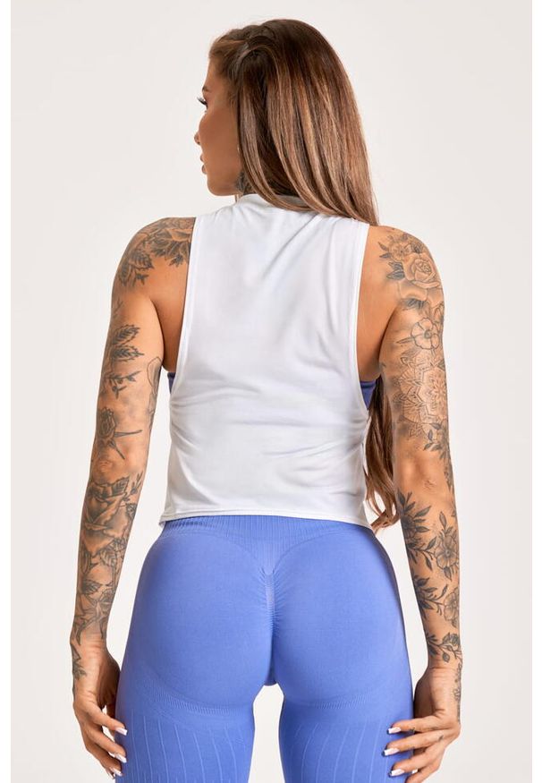 GYM GLAMOUR - Tank Top fitness damski Gym Glamour fitness damski Gym Glamour sport. Kolor: biały. Sport: fitness