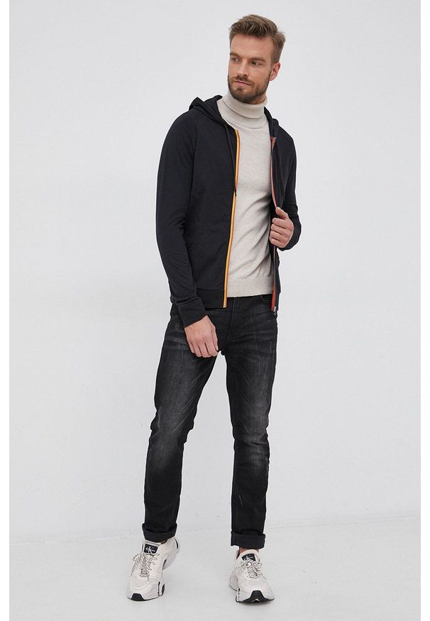 Paul Smith Bluza bawełniana męska kolor czarny z kapturem gładka. Typ kołnierza: kaptur. Kolor: czarny. Materiał: bawełna. Długość rękawa: raglanowy rękaw. Wzór: gładki