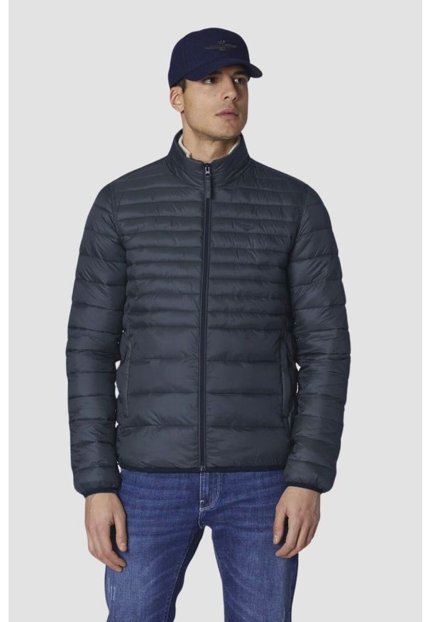 Aeronautica Militare - AERONAUTICA MILITARE Granatowa męska pikowana kurtka JACKET, Rozmiar 54. Kolor: niebieski