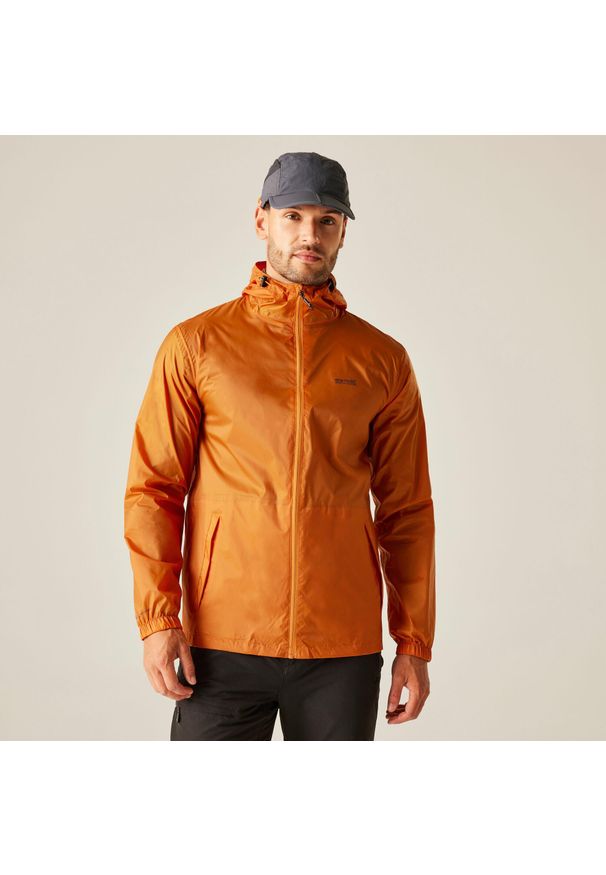 Regatta - Kurtka przeciwdeszczowa dla mężczyzn z kapturem. Typ kołnierza: kaptur. Kolor: pomarańczowy. Sport: turystyka piesza