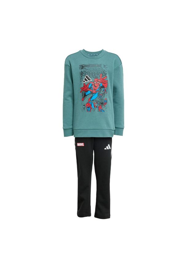 Adidas - Zestaw Marvel Spider-Man Jogger Kids. Kolor: biały, wielokolorowy, niebieski. Wzór: motyw z bajki