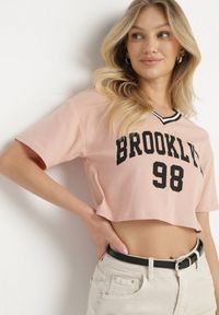 Born2be - Ciemnoróżowy Bawełniany T-shirt z Napisem Nitanelia. Okazja: na co dzień. Kolor: różowy. Materiał: bawełna. Wzór: napisy. Styl: casual #4