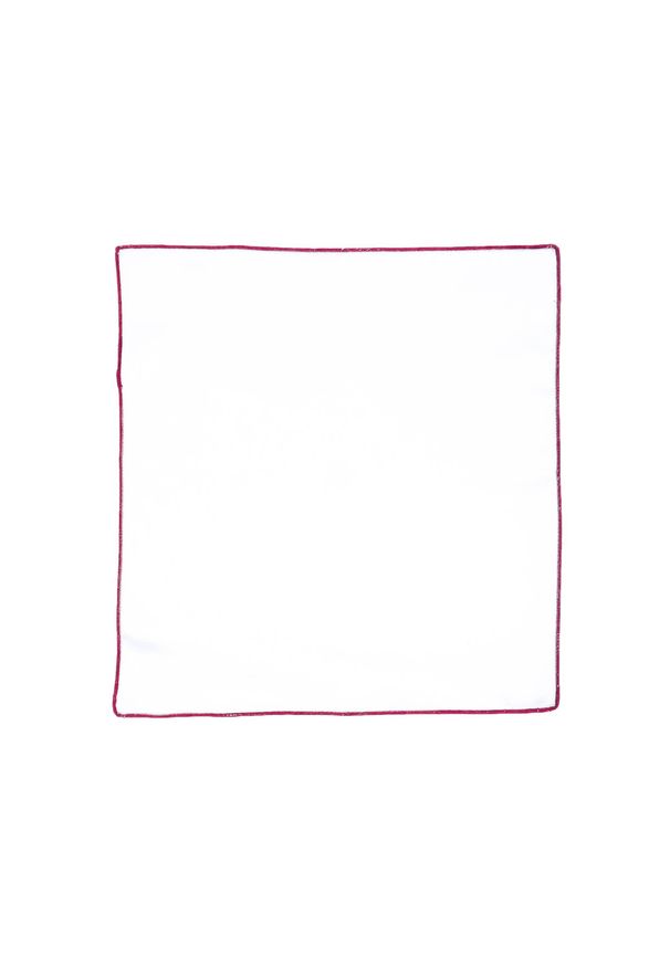 Modini - Biała poszetka z różowym/amarantowym obszyciem E215. Kolor: różowy, biały, wielokolorowy