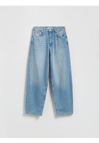 Reserved - Jeansy barrel leg - niebieski. Kolor: niebieski