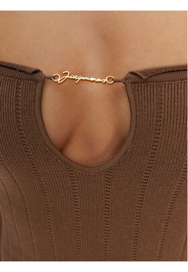 JACQUEMUS Sukienka dzianinowa 24E241KN358-2355 Brązowy Regular Fit. Kolor: brązowy. Materiał: wiskoza