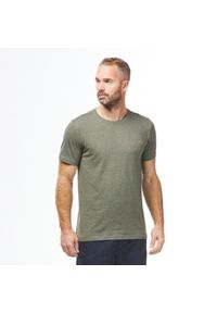 quechua - Koszulka turystyczna męska Quechua NH500 Fresh. Kolor: brązowy, wielokolorowy, zielony. Materiał: poliester, materiał, bawełna. Wzór: ze splotem. Sezon: lato. Sport: turystyka piesza