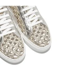 Casadei - CASADEI - Srebrne sneakersy z plecionką Kicks Versilia. Kolor: srebrny. Materiał: guma #6