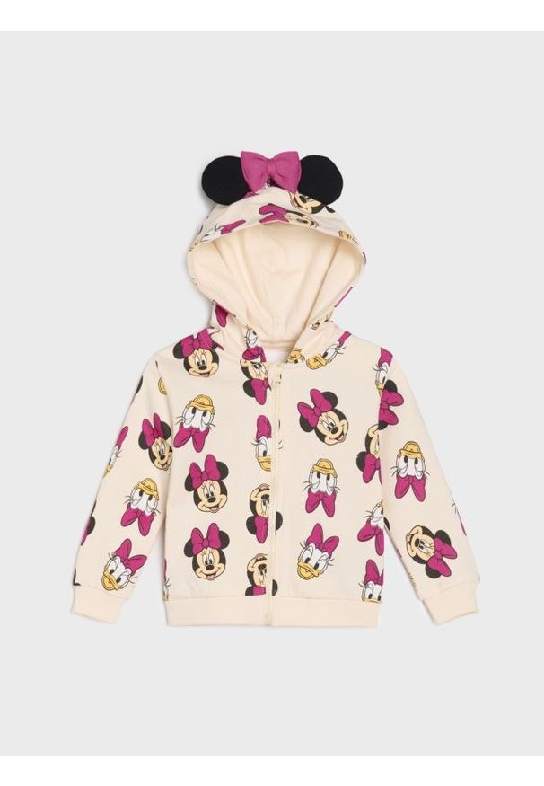 Sinsay - Bluza z zamkiem Minnie Mouse - kremowy. Kolor: kremowy. Wzór: motyw z bajki