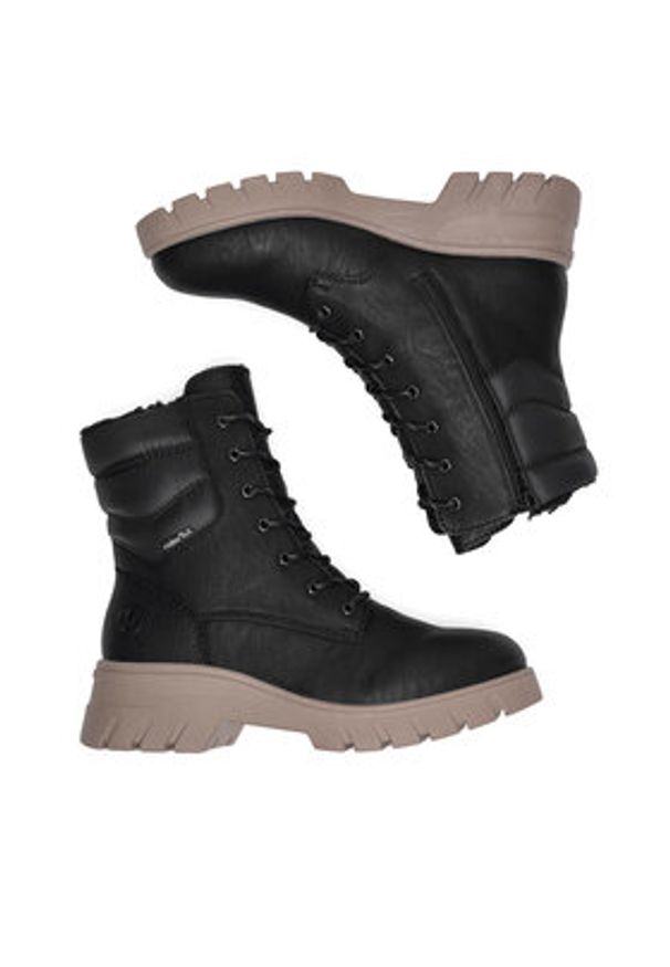 Rieker Trzewiki 71831-00 Czarny. Kolor: czarny. Materiał: materiał