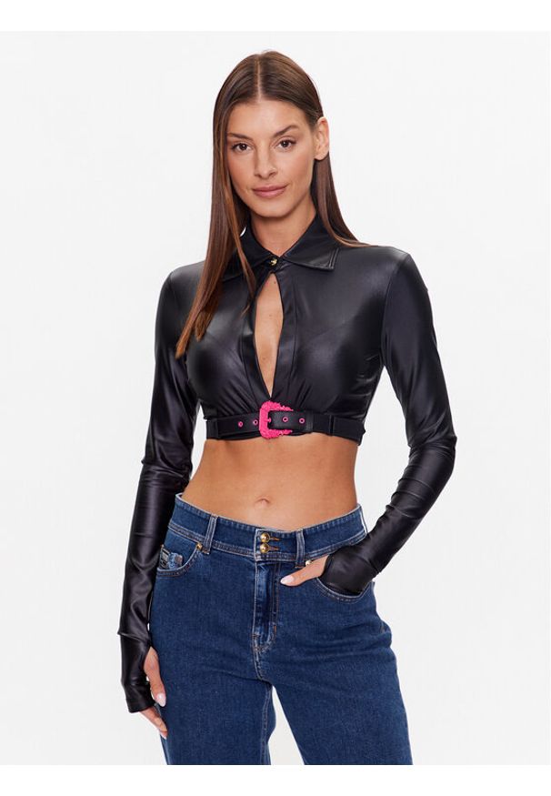 Versace Jeans Couture Bluzka 74HAH214 Czarny Regular Fit. Kolor: czarny. Materiał: syntetyk
