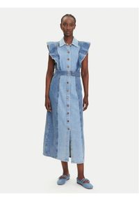YAS Sukienka jeansowa Cawi 26037659 Niebieski Regular Fit. Kolor: niebieski. Materiał: bawełna