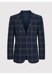 Pako Lorente - PAKO LORENTE – Granatowa marynarka garniturowa w kratę. Kolor: niebieski. Materiał: wełna. Styl: boho #8