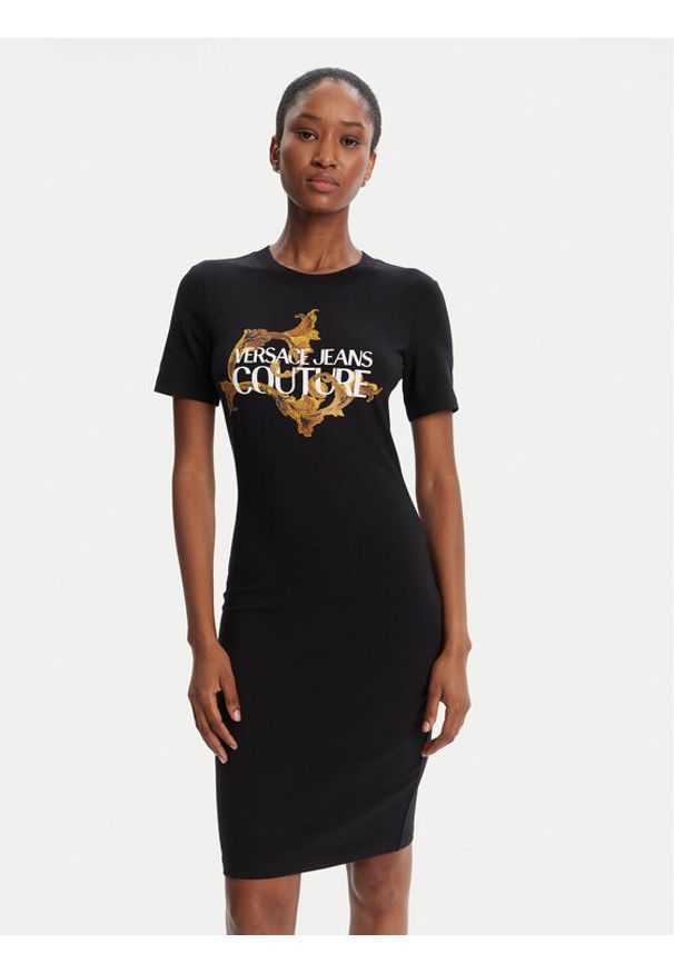 Versace Jeans Couture Sukienka codzienna 79HAOE06 CJ02E Czarny Regular Fit. Okazja: na co dzień. Kolor: czarny. Materiał: syntetyk. Typ sukienki: proste. Styl: casual