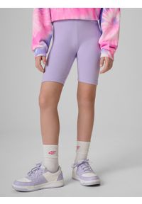 4f - 4F Legginsy kolarki dzianinowe dziewczęce - fioletowe 122 (6-7 lat). Okazja: na co dzień, na uczelnię, na spacer. Stan: podwyższony. Kolor: fioletowy. Materiał: dzianina. Długość: krótkie. Wzór: gładki. Sezon: lato. Styl: casual #2