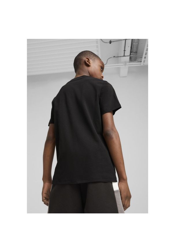 Puma - Młodzieżowa koszulka Essentials Block PUMA Black. Kolor: czarny. Wzór: haft