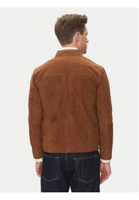 Serge Pariente Kurtka skórzana Sylvino Vs Brązowy Slim Fit. Kolor: brązowy. Materiał: skóra #4