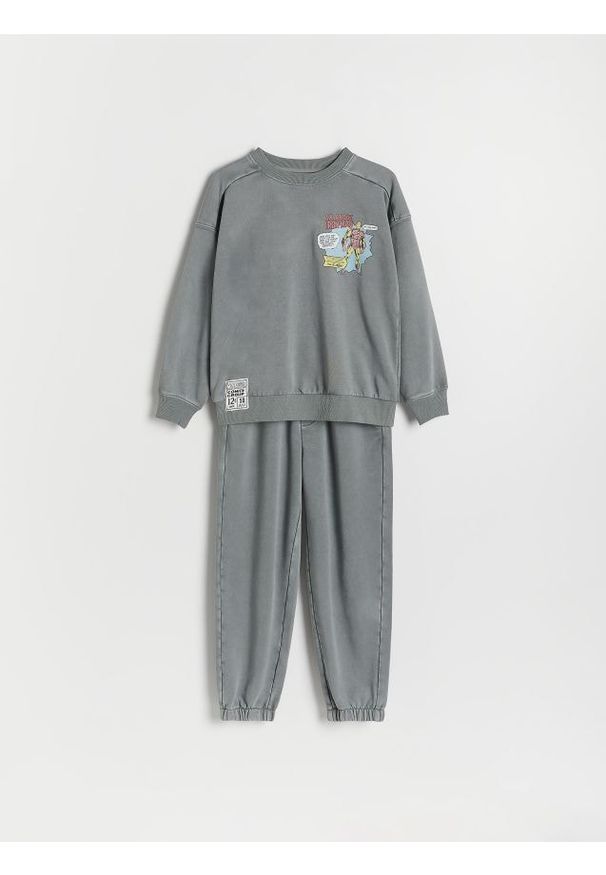 Reserved - Komplet Marvel - ciemnoszary. Kolor: szary. Materiał: dzianina, bawełna. Wzór: motyw z bajki