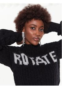 ROTATE Sweter Knit Puff-Sleeve RT2286 Czarny Regular Fit. Kolor: czarny. Materiał: wełna #3