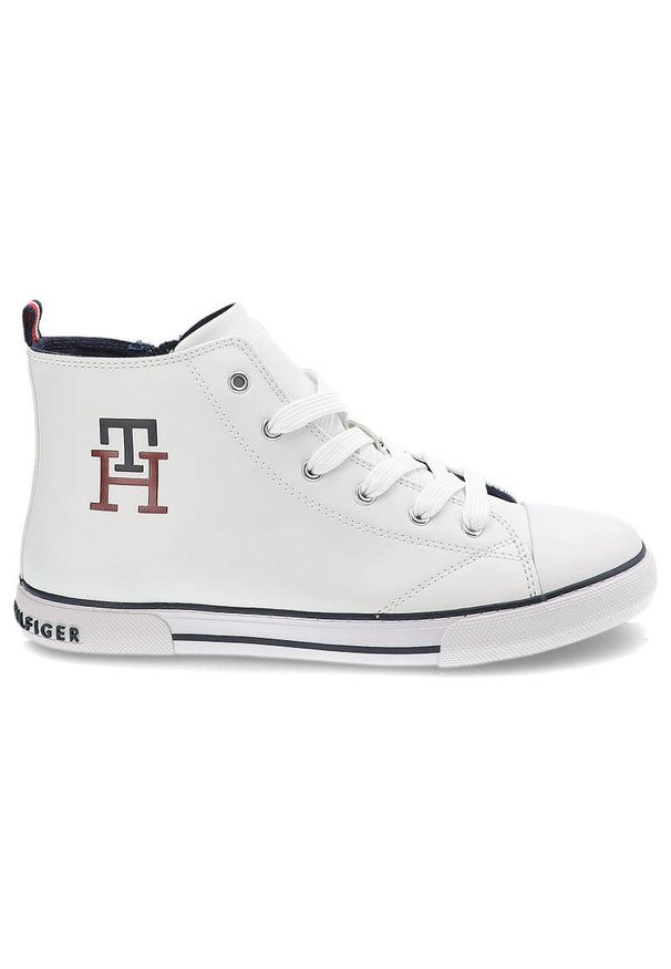 TOMMY HILFIGER - Białe Trampki Tommy Hilfiger Klasyczne Buty Damskie. Okazja: na co dzień. Kolor: biały. Materiał: skóra ekologiczna, materiał. Szerokość cholewki: normalna. Wzór: jednolity. Styl: klasyczny