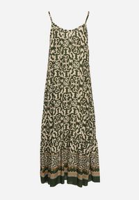 Born2be - Ciemnozielona Bawełniana Sukienka o Rozkloszowanym Kroju na Cienkich Ramiączkach Nellarra. Kolor: zielony. Materiał: bawełna. Długość rękawa: na ramiączkach. Sezon: lato. Styl: elegancki #4