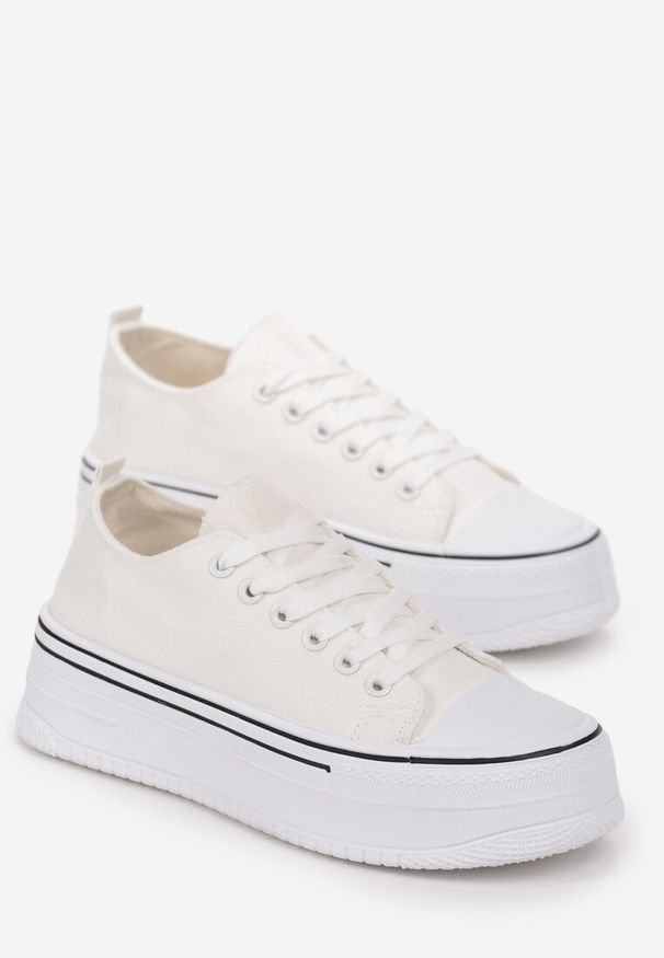 Born2be - Białe Trampki na Grubej Podeszwie z Cholewką przed Kostkę Briera. Wysokość cholewki: przed kostkę. Kolor: biały. Szerokość cholewki: normalna. Styl: klasyczny