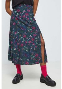 medicine - Medicine spódnica kolor granatowy maxi rozkloszowana. Kolor: niebieski. Materiał: tkanina