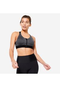 DOMYOS - Stanik sportowy Domyos. Kolekcja: plus size. Materiał: materiał, elastan, skóra. Długość rękawa: na ramiączkach. Sport: fitness