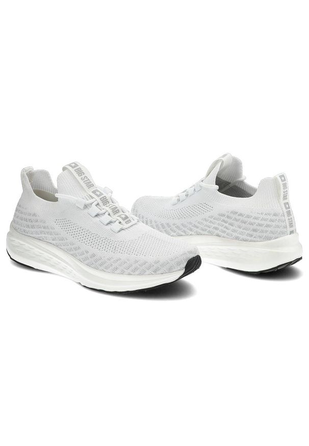 Big-Star - Białe Sneakersy Big Star Wygodne Buty Męskie. Okazja: do pracy. Kolor: biały. Materiał: materiał. Szerokość cholewki: normalna. Wzór: aplikacja. Sport: fitness