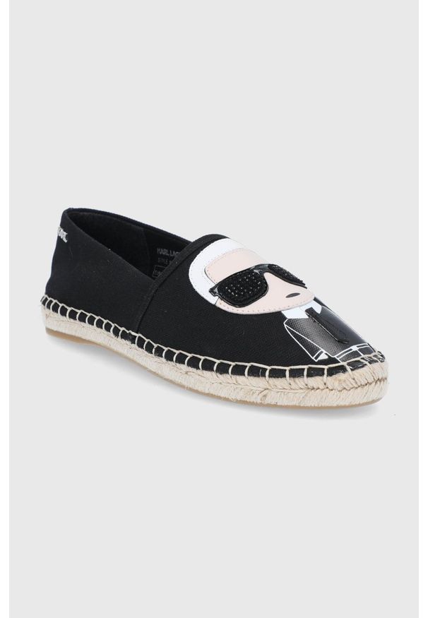 Karl Lagerfeld - Espadryle Karl Ikonic Slip On. Nosek buta: okrągły. Zapięcie: bez zapięcia. Kolor: czarny. Materiał: skóra, guma