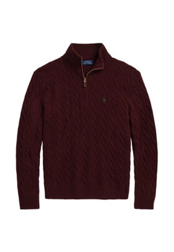 Polo Ralph Lauren Sweter 710876766007 Bordowy Regular Fit. Typ kołnierza: polo. Kolor: czerwony. Materiał: wełna