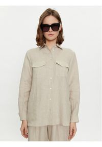 Marella Koszula Alcide 2413111142 Écru Regular Fit. Materiał: len #1