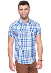 Wrangler - KOSZULA MĘSKA KRÓTKI RĘKAW WRANGLER SS WESTERN SHIRT TURKISH SEA W5A246D86 112130000. Długość rękawa: krótki rękaw. Długość: krótkie. Wzór: kratka #6