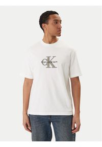 Calvin Klein Jeans T-Shirt Monologo Graphic LV04RE815G Biały Regular Fit. Kolor: biały. Materiał: bawełna #1